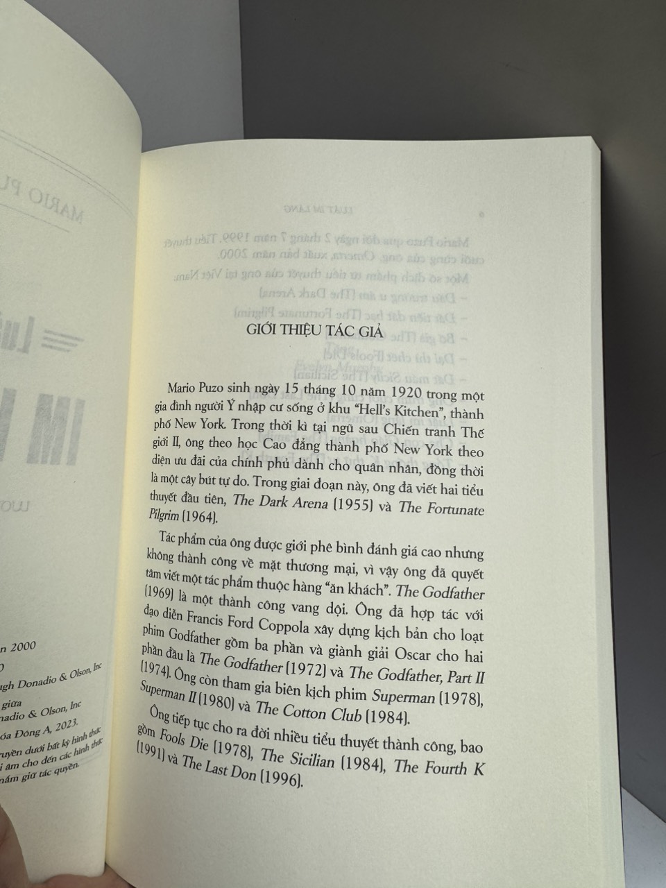 LUẬT IM LẶNG – Mario Puzo – Lương Lê Giang dịch – Đông A