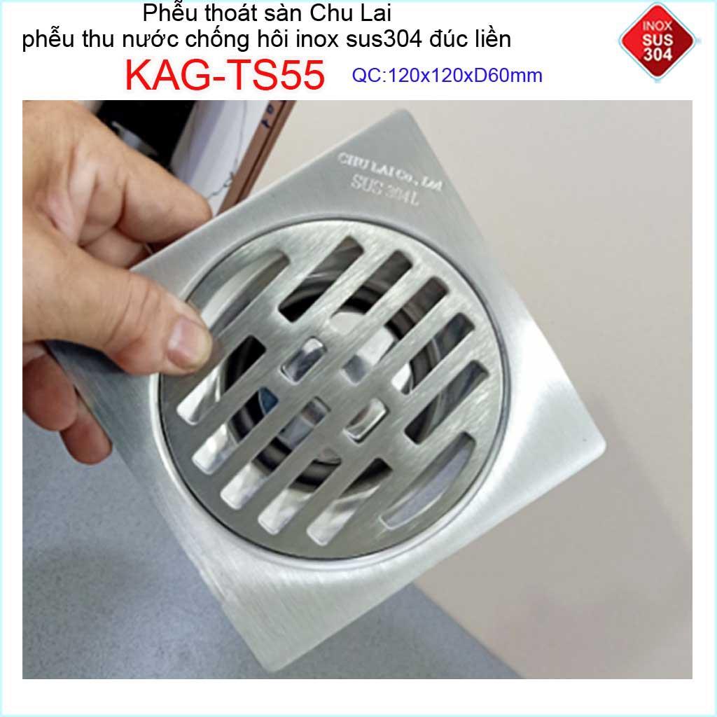 Hố ga thoát sàn Chu lai ống 6cm Inox 304, phễu thoát nước chống hôi 15x15cm-12x12cm-10x10cm ống 60