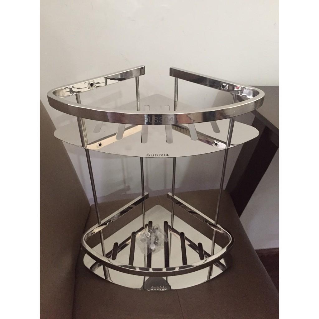 Kệ góc 2 tầng inox 304 hàng cao cấp dày dặn
