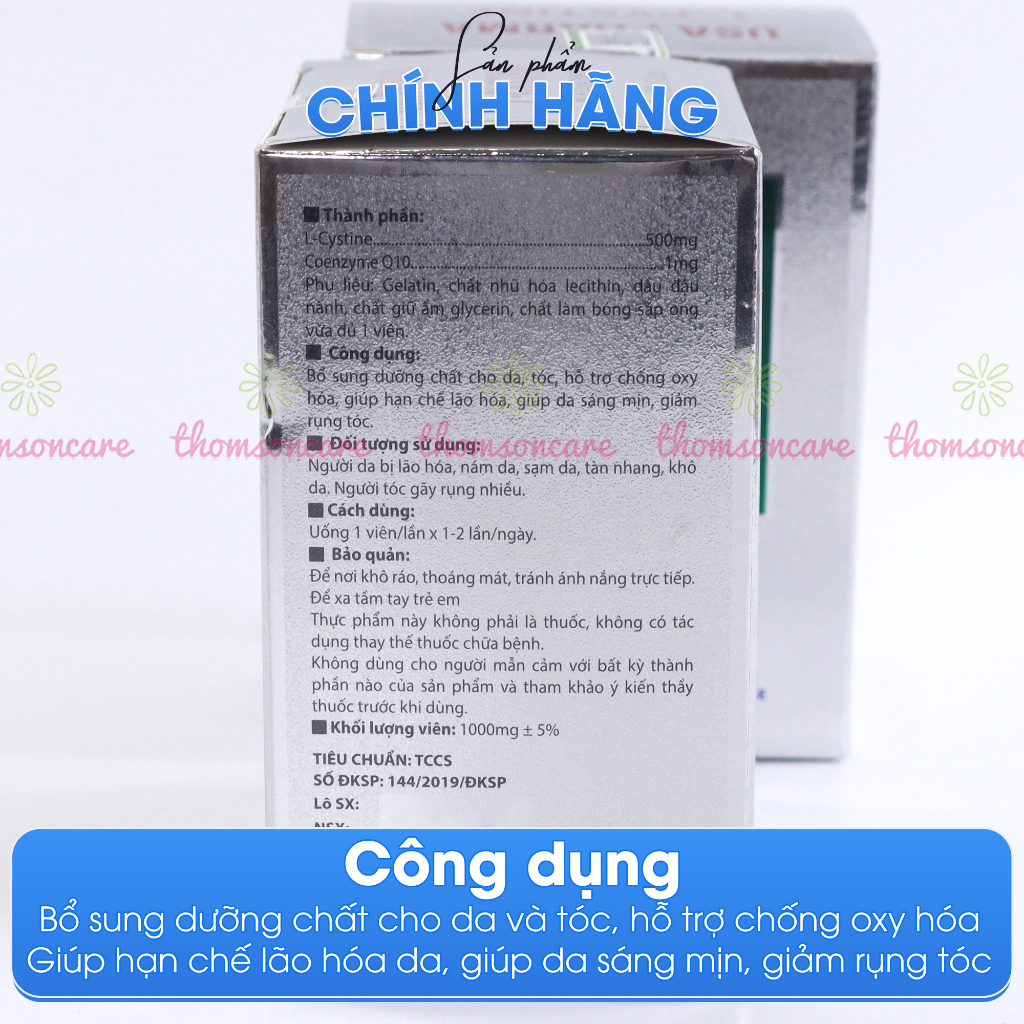 Combo giúp da trắng sáng, bổ sung nội tiết tố Lcystine 60v, Vitamin E đỏ vỉ Sanofia 30v, DHC Vitamin C 60v Thomsoncare