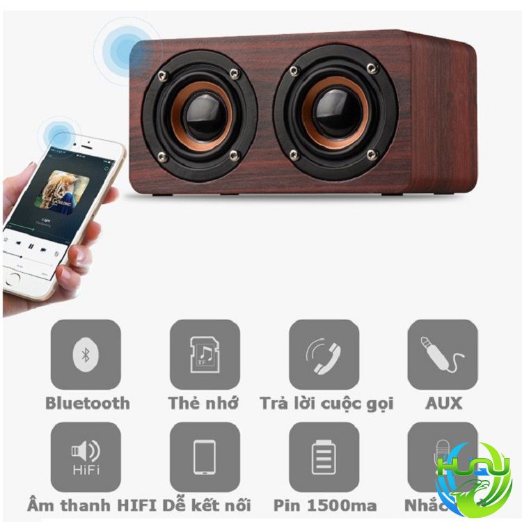 Loa Bluetooth Không Dây Cao Cấp Huqu HQ-W5 Hỗ Trợ Cổng AUX Thẻ Nhớ , Nghe FM - Hàng Chính Hãng