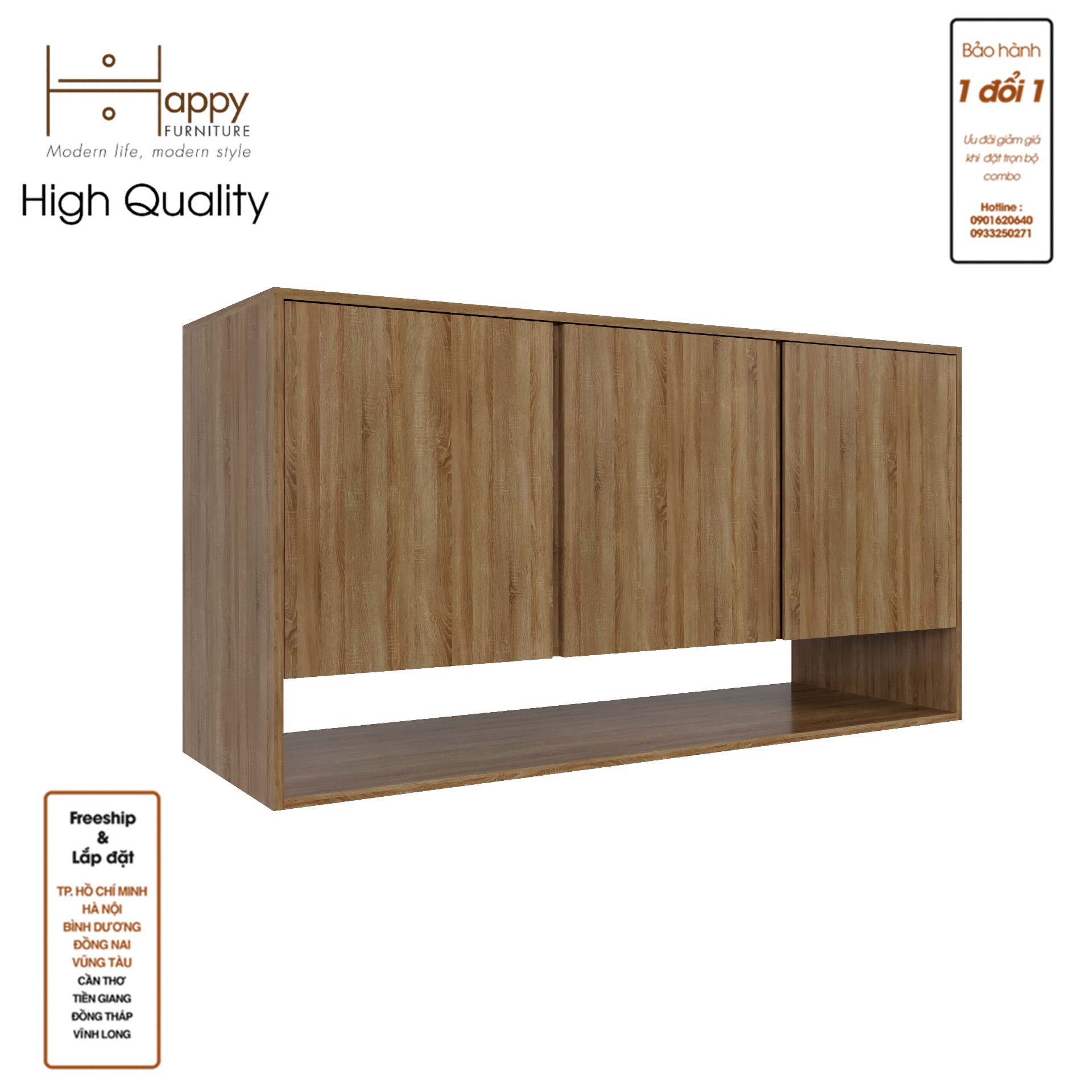 [Happy Home Furniture] SCANDINA, Tủ đựng đồ 3 cánh mở , 160cm x 44cm x 80cm ( DxRxC), TCM_096