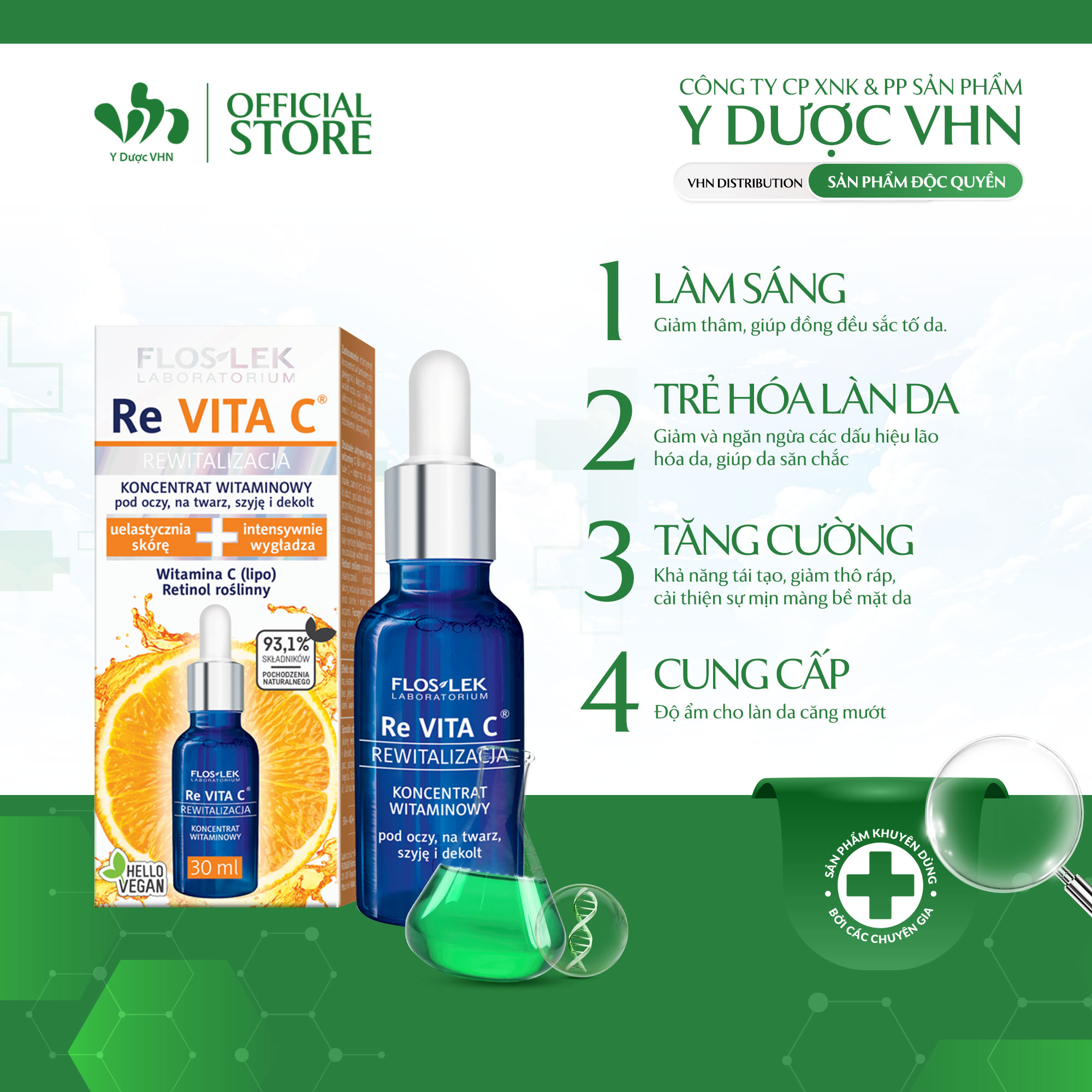 Tinh Chất Serum ReVITA C FLOSLEK Hỗ Trợ Sáng Da, Mờ Nám, Căng Bóng Làn Da Chai 30ml