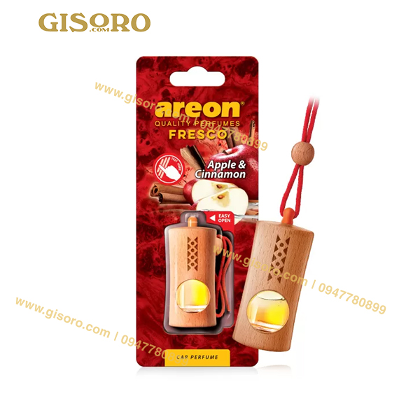 Tinh dầu treo khử mùi ô tô AREON FRESCO APPLE CINNAMON Hương Táo Quế  ( Dịu nhẹ và The Mát )