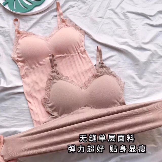 Áo 2 dây thun pha ren có lót ngực