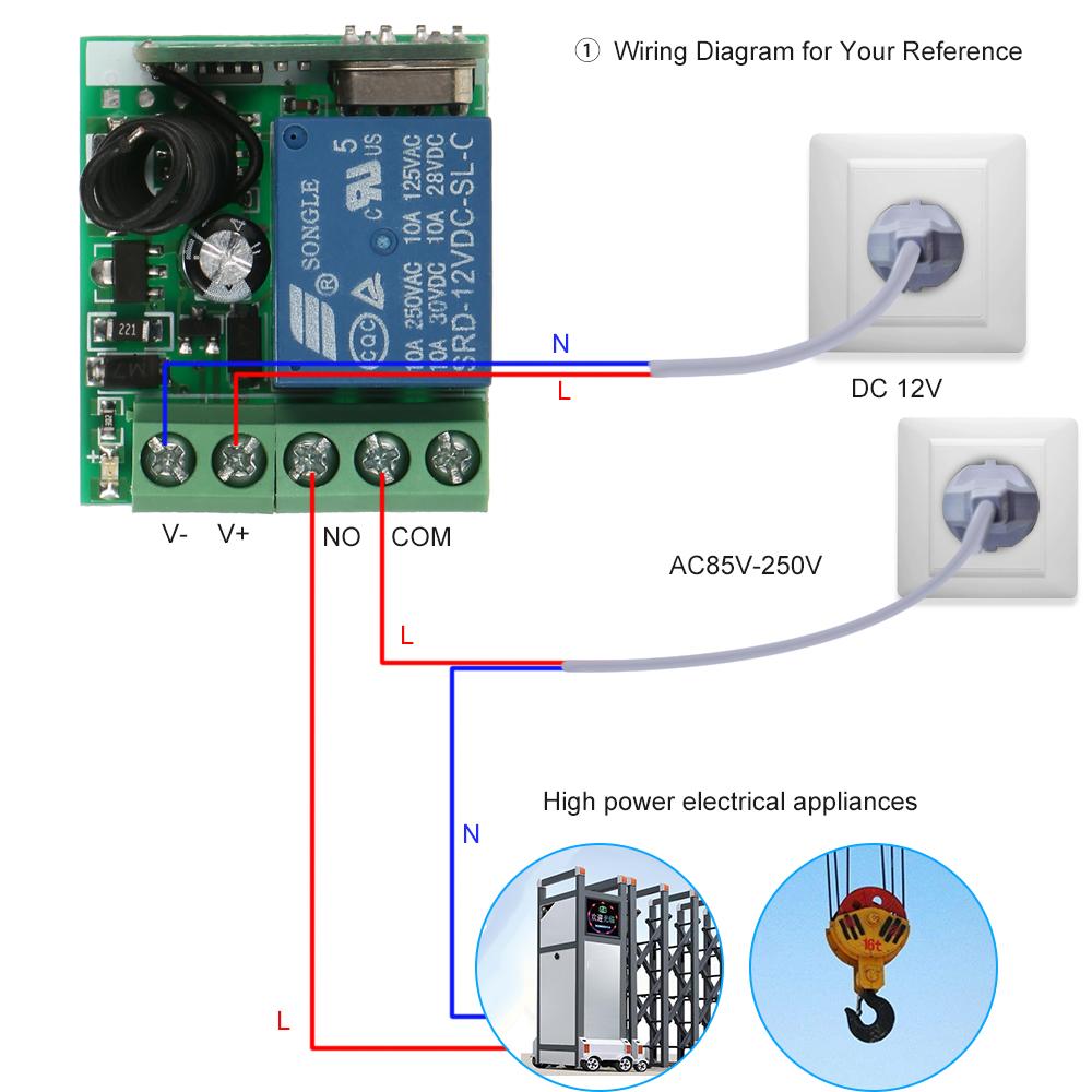 Smart Home 433Mhz DC 12V 1CH Wireless Remote Switch Relay Receiver Transmitter Universal Remote Control Switch Module and RF Transmitter Remote Controls 1527