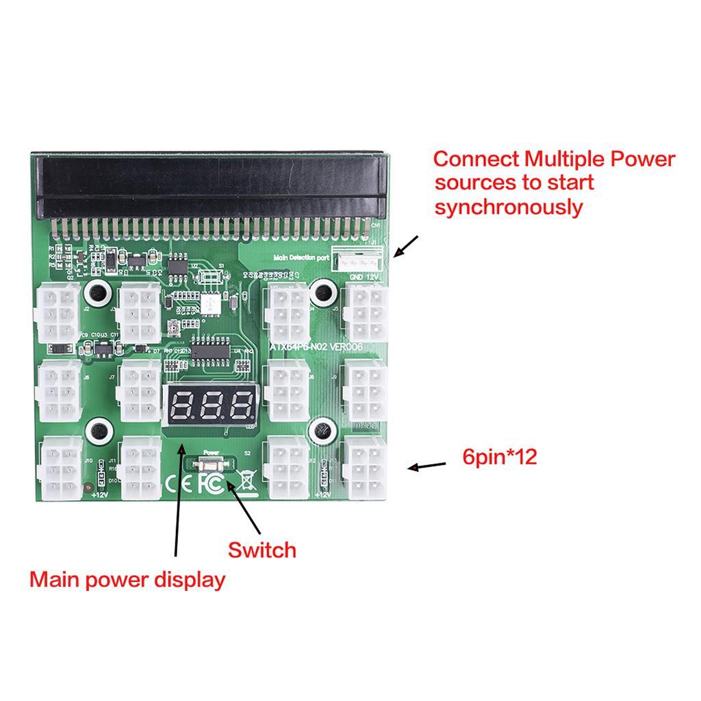 2xPower Module Breakout Board for PSU Server 6Pin to 8Pin Board+20cm Cable