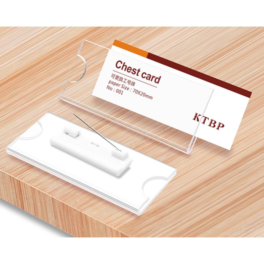 Acrylic Combo 10-20 Bảng tên nhân viên cài áo - Nam châm &amp; Kim ghim, 60x20mm - Bảng tên - Cài kim