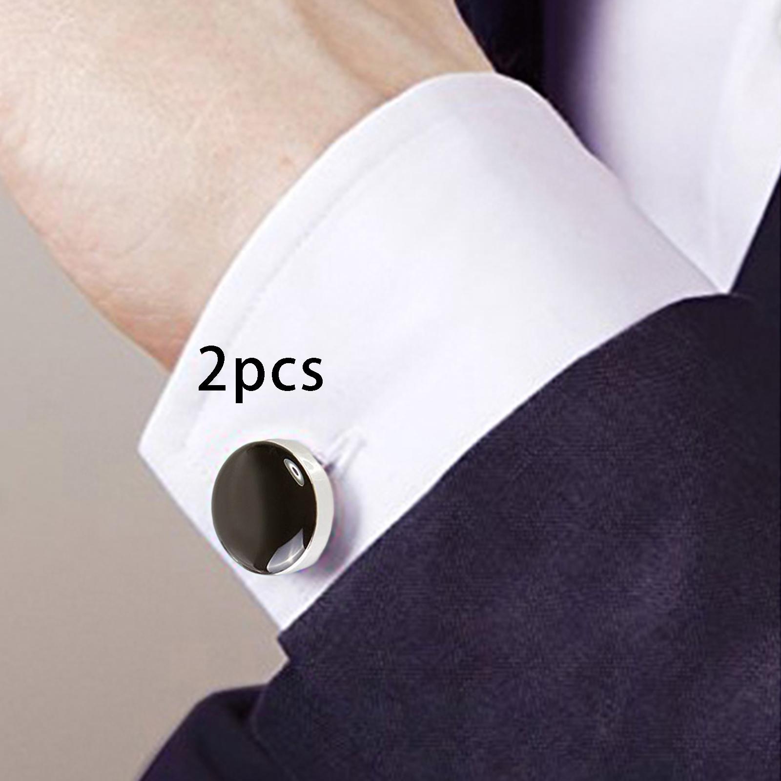 2Pcs Classic Men Cufflinks Ordinary Shirts Decor Round Button Covers Black