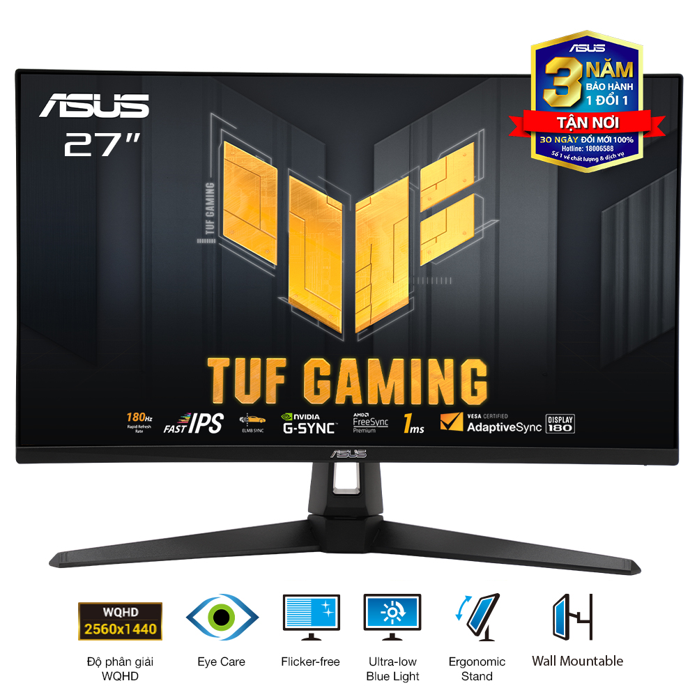 Màn hình Gaming ASUS TUF VG27AQ3A 27 inch Fast IPS 2K 180Hz Gsync - Hàng Chính Hãng