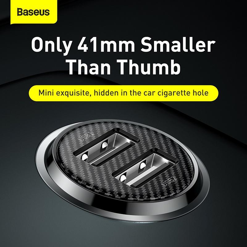Tẩu sạc 2 cổng USB dùng trên xe hơi Baseus Grain Pro Car Charger