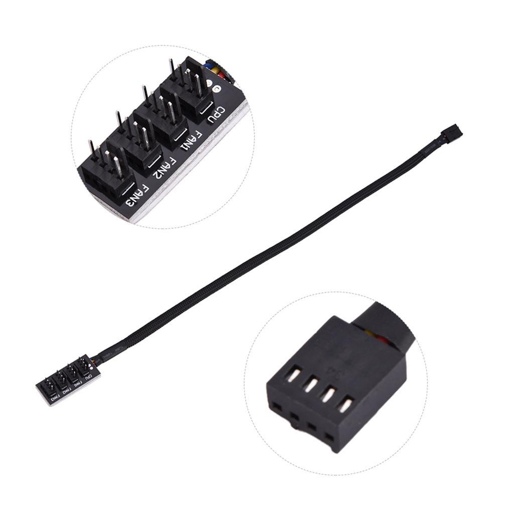 4-Port Fan HUB 4-Pin Splitter Cable Extender Computer CPU/Case Power Adapter
