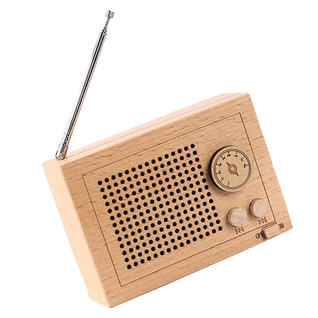 Wooden Music Box Retro Clockwork Radio Desktop Decoration Gift