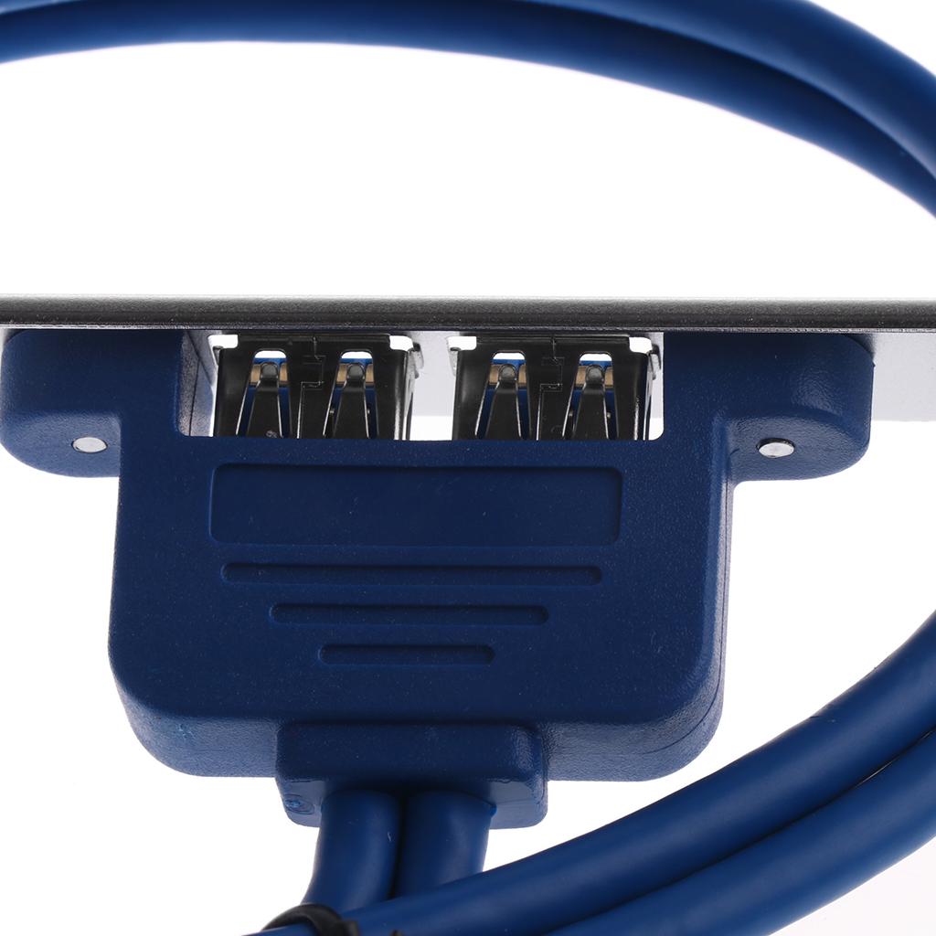 USB 3.0 Female Dual Port Panel Extension Bracket to 20 Pin Motherboard Header Cable