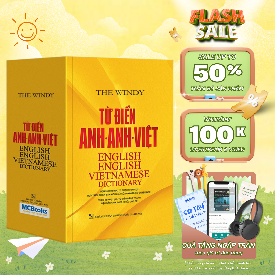 Sách - Từ Điển Anh Anh Việt Phiên Bản Bìa Cứng Màu Vàng - Giải Nghĩa Đầy Đủ Ví Dụ Phong Phú