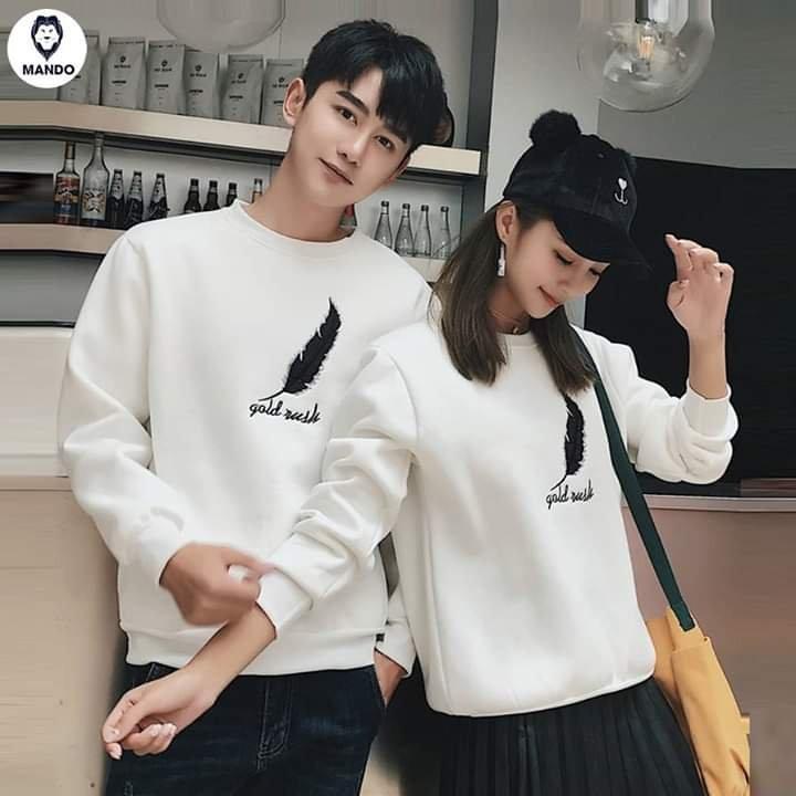 Áo nỉ cặp đôi thu đông hình chiếc lá, rẻ đẹp vô địch