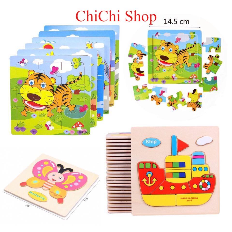 Combo 10 Tranh Ghép 2D và 3D Hình Con Vật và Phương Tiện Giao Thông ,Tranh Ghép Hình Thông Minh Cho Bé
