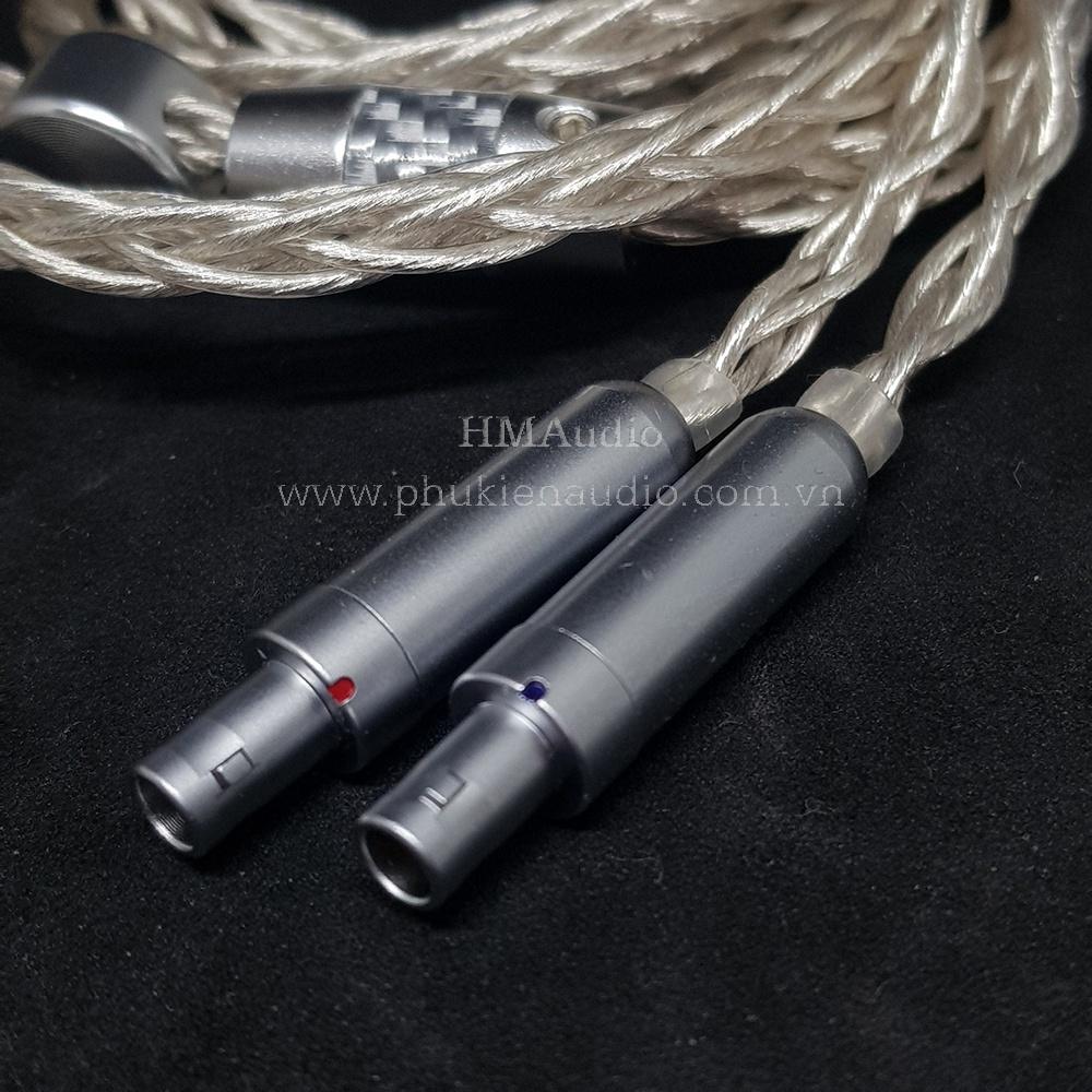 Dây tai nghe đồng mạ bạc 7N OCC Litz 23AWG đường kính dây đơn 1.25mm tết 8 sợi - Connector Sens HD800 HD800s HD820