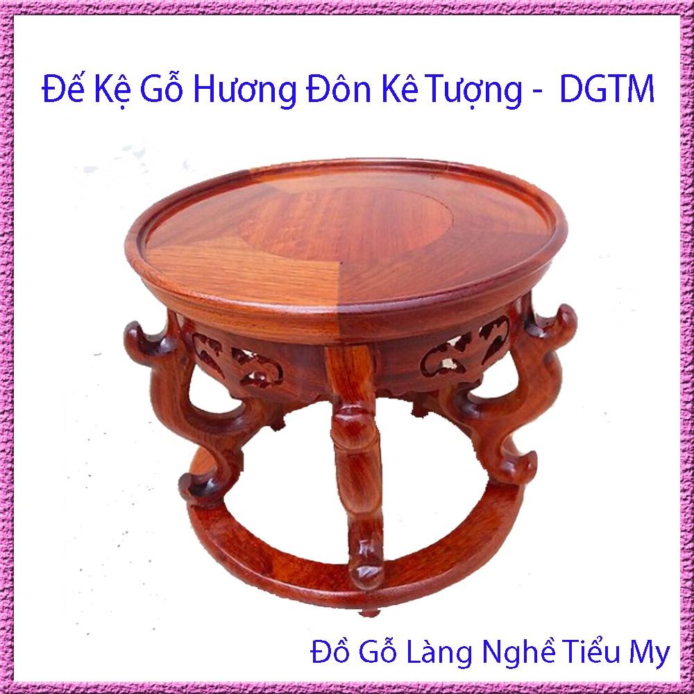 Đôn tròn chân cong , Đế kê Tượng - Bình bông - chậu cảnh gỗ hương KT 22x22x18