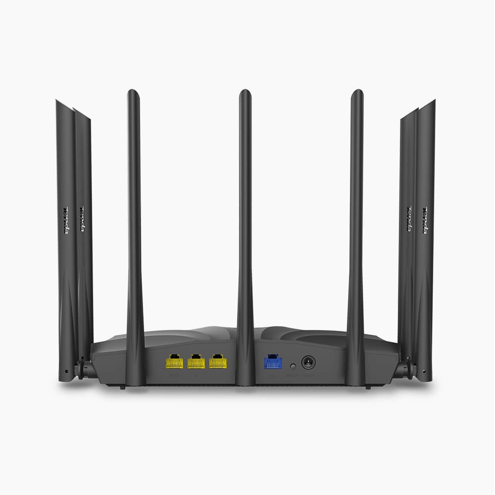 Bộ Phát Wifi Tenda AC23 Chuẩn AC2100Mbps 7 Râu Xuyên Tường Có Cổng Lan Gigabit Tặng Cáp Mạng Dài 2m 8 Lõi Đồng - Hàng Chính Hãng