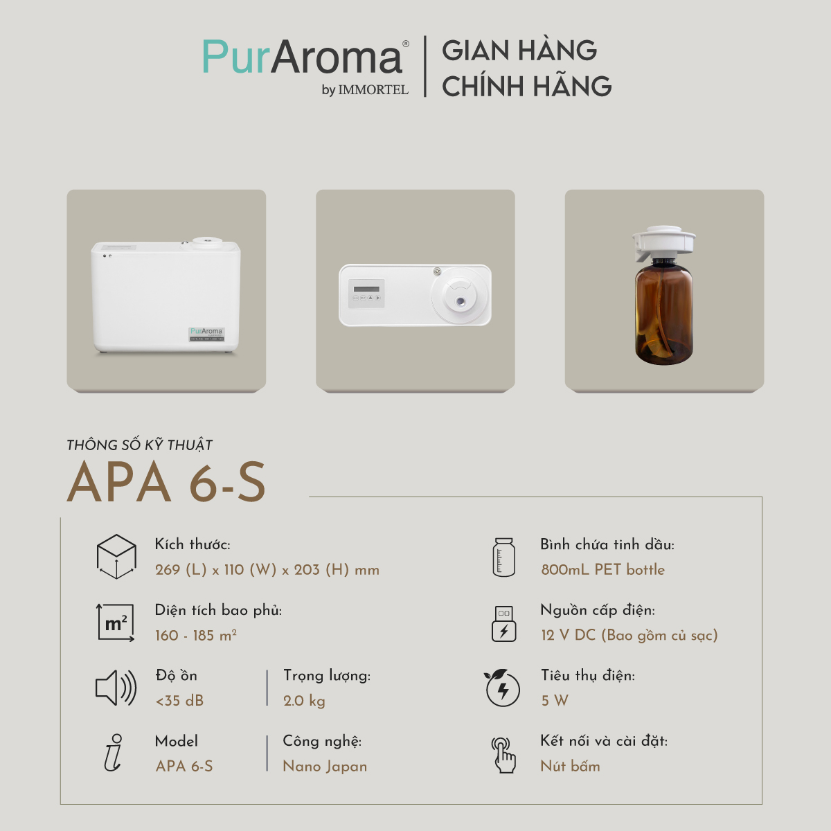 Máy Khuếch Tán Công Nghiệp PurAroma APA 6 - Công Nghệ Nano Khuếch Tán Siêu Âm