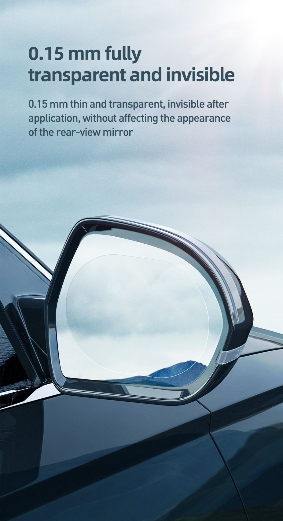 Miếng dán chống nước kính Ô tô Baseus 0.15mm Rainproof Film for Car Rear-View Mirror Round 2 pcs/pack Transparent - Hàng Chính Hãng