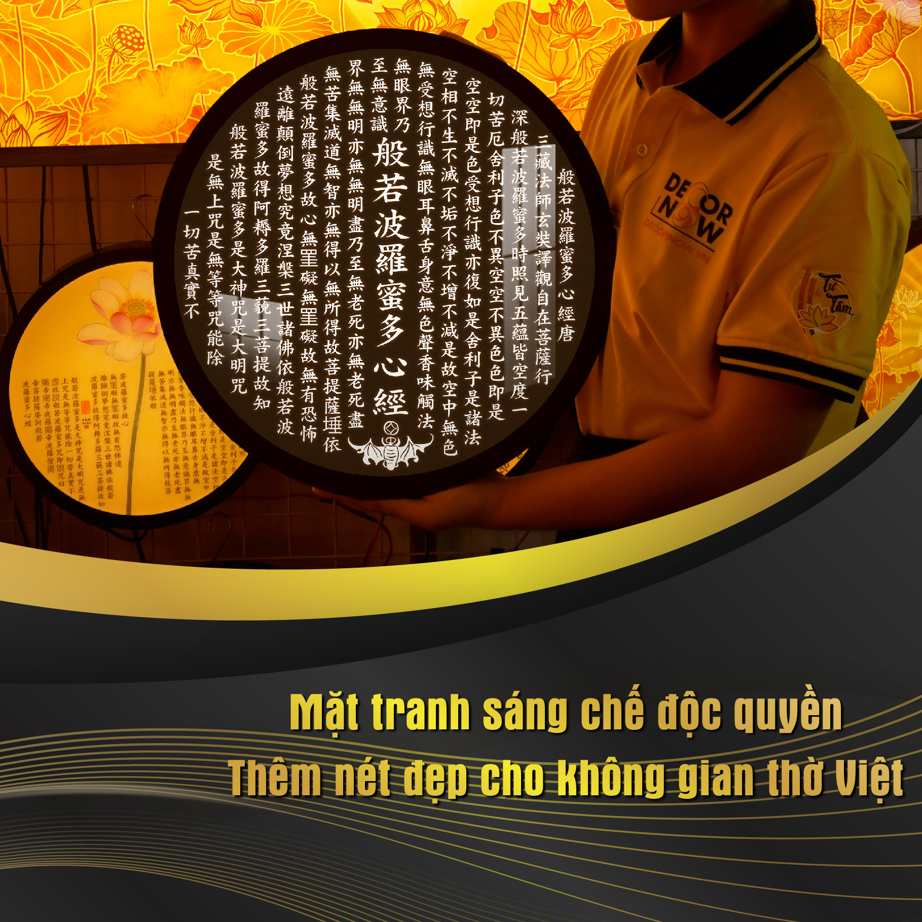 Đèn Hào Quang Phật DECORNOW, Bát Nhã Tâm Kinh, Trang Trí Ban Thờ Mẹ Quan Âm, Các Vị Phật DCN-01