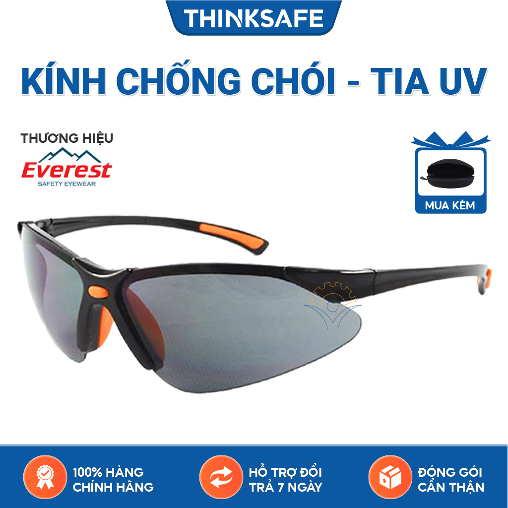 Kính bảo hộ Everest EV302 kính chống bụi, chống trầy xước, chống tia UV-UB, mắt kính chống đọng sương (đen)