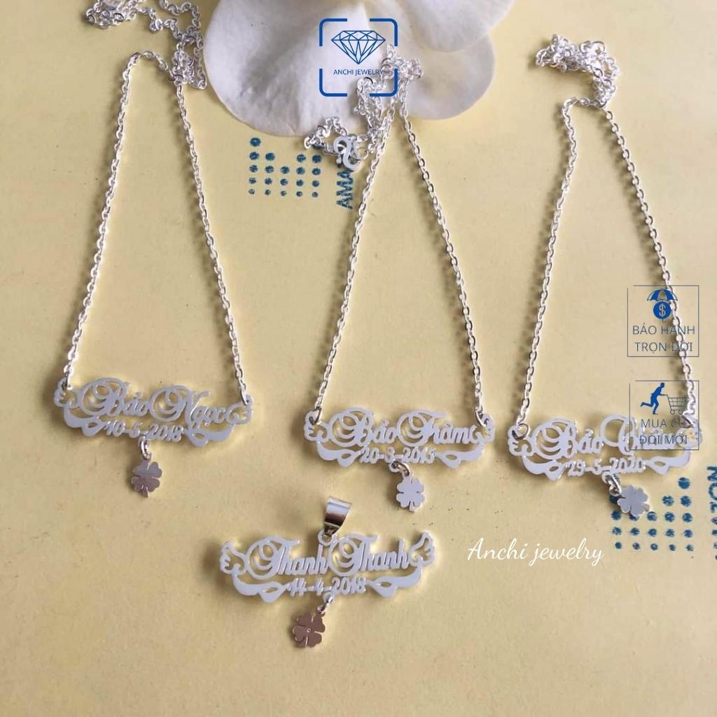 Vòng cổ khắc tên theo yêu cầu, vòng bạc nữ mẫu mới lạ trẻ trung, trang sức bạc Anchi jewelry