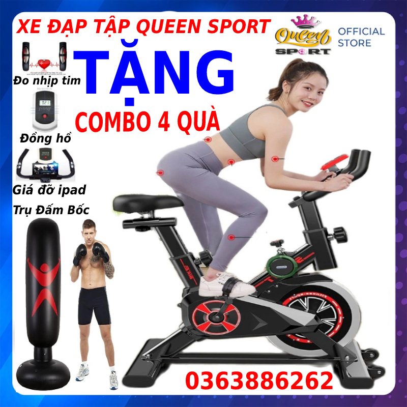 Xe đạp tập thể dục thể thao tại nhà đa năng thế hệ mới giúp tăng cường thể lực, giảm mỡ tăng cơ, đập tan stress tặng kèm bao trụ đấm bốc + đồng hồ + bình nước