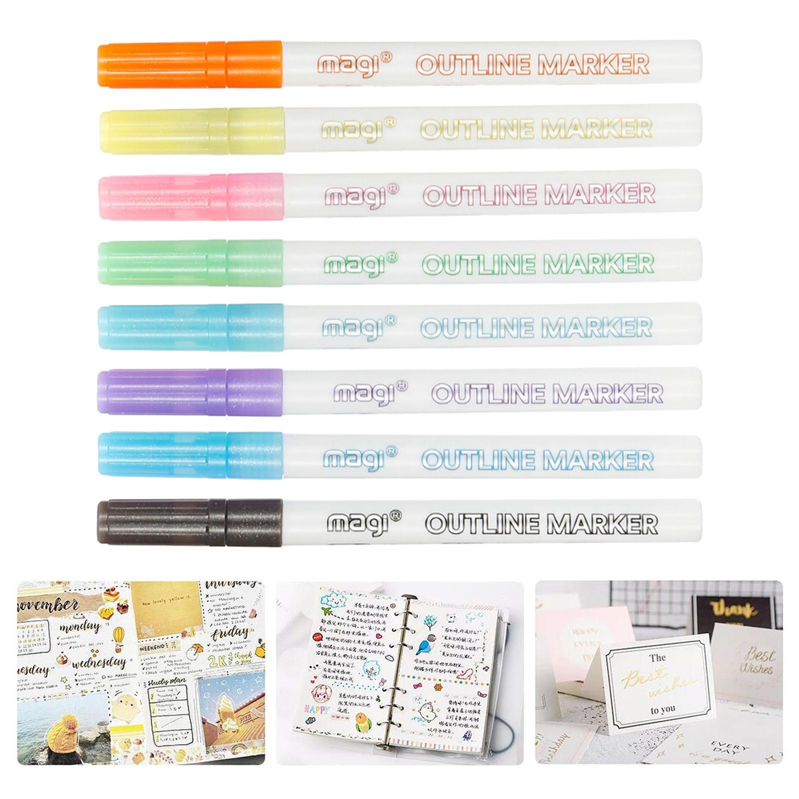 Double Line Outline Pen for School Highlighter  Card