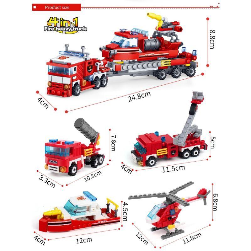 Bộ xếp hình thông minh 4 trong 1 kiểu lego - sky 85012 mô hình xe cứu hỏa
