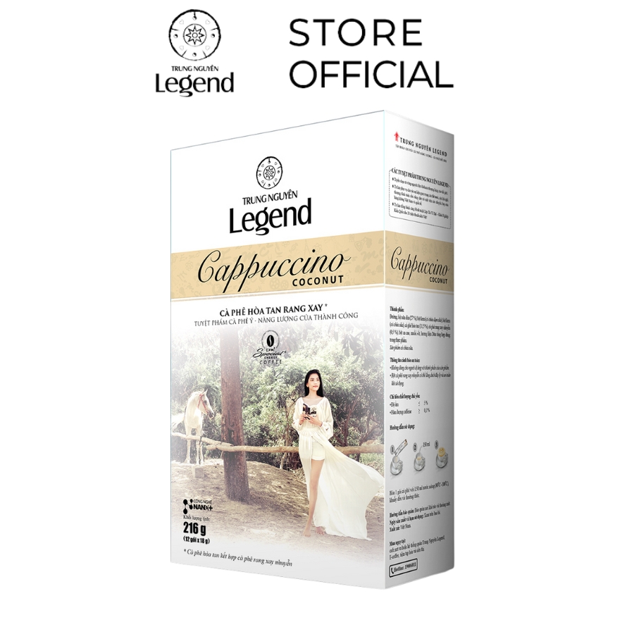 Combo 2 Hộp Cà phê Hòa Tan Cappuccino Coconut - Trung Nguyên Legend - 12 gói (Ít ngọt, béo, thơm)