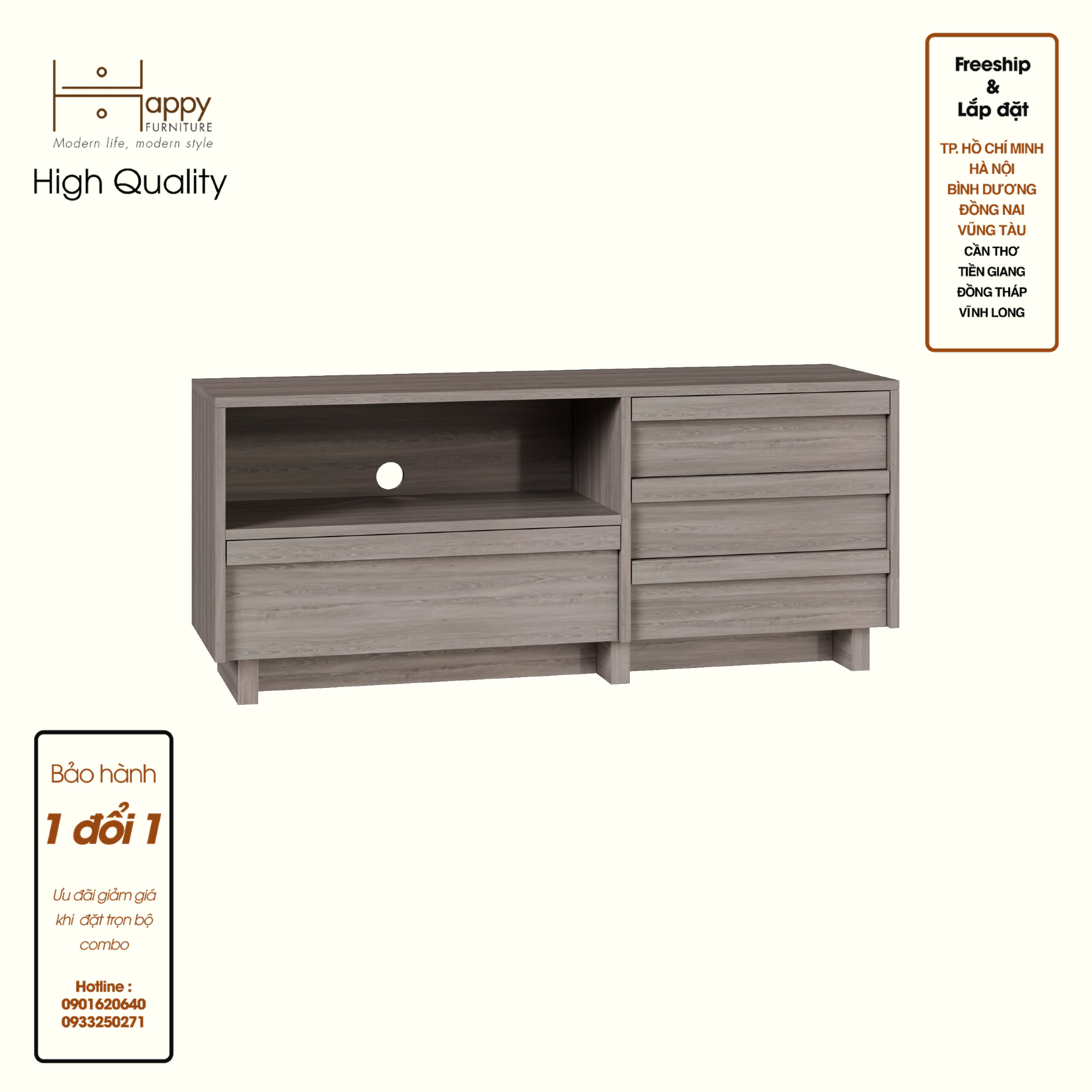 [Happy Home Furniture] MAVIS, Kệ TV 4 hộc kéo, 120cm x 40cm x 52cm ( DxRxC), KTV_041