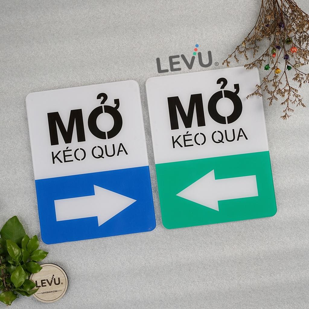 Bảng mica dán cửa hướng dẫn đóng mở cửa ra vào kiểu kéo ngang