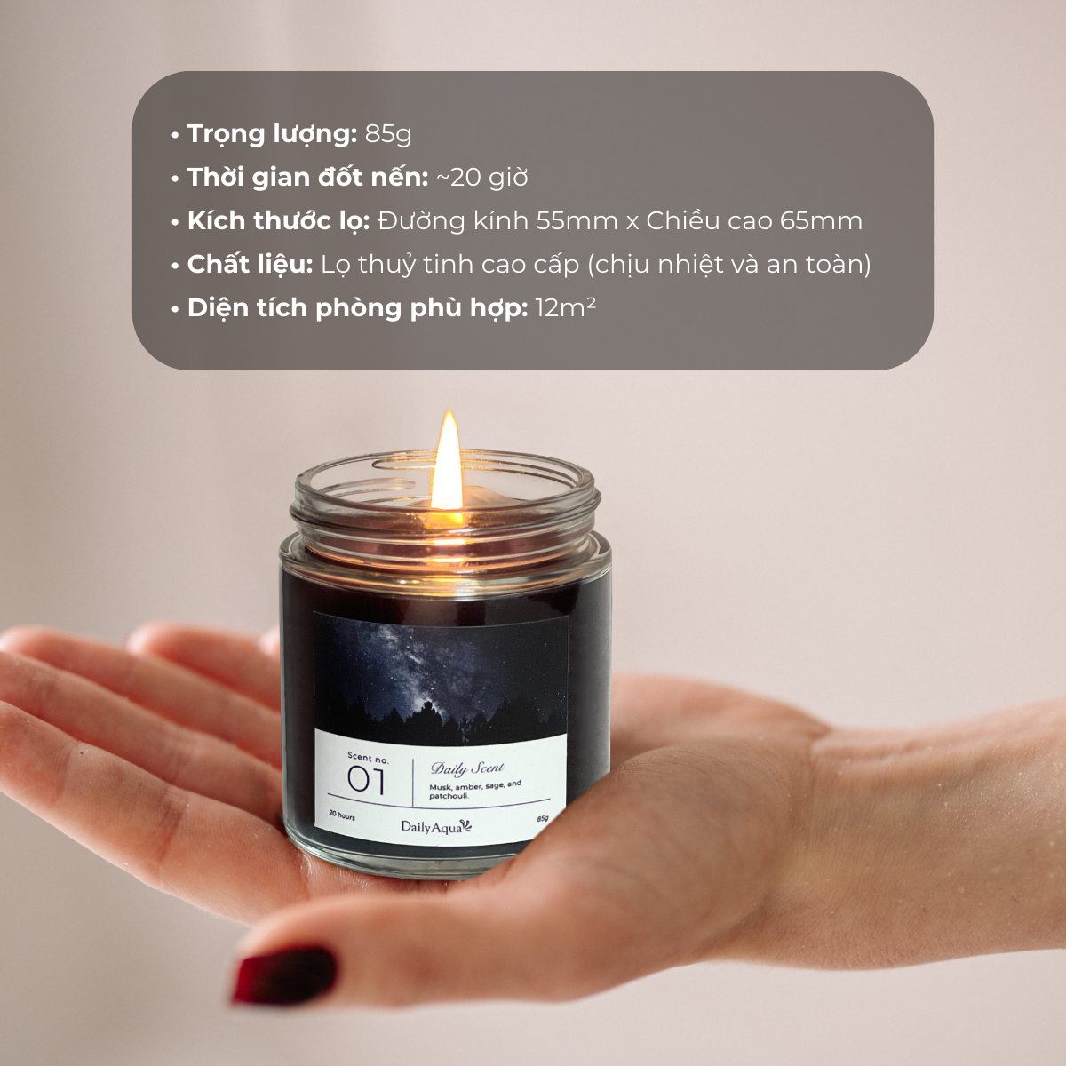 Nến Thơm Phòng Cao Cấp Daily Aqua Khử Mùi, Tạo Hương Thơm Thư Giãn - Scented Candle