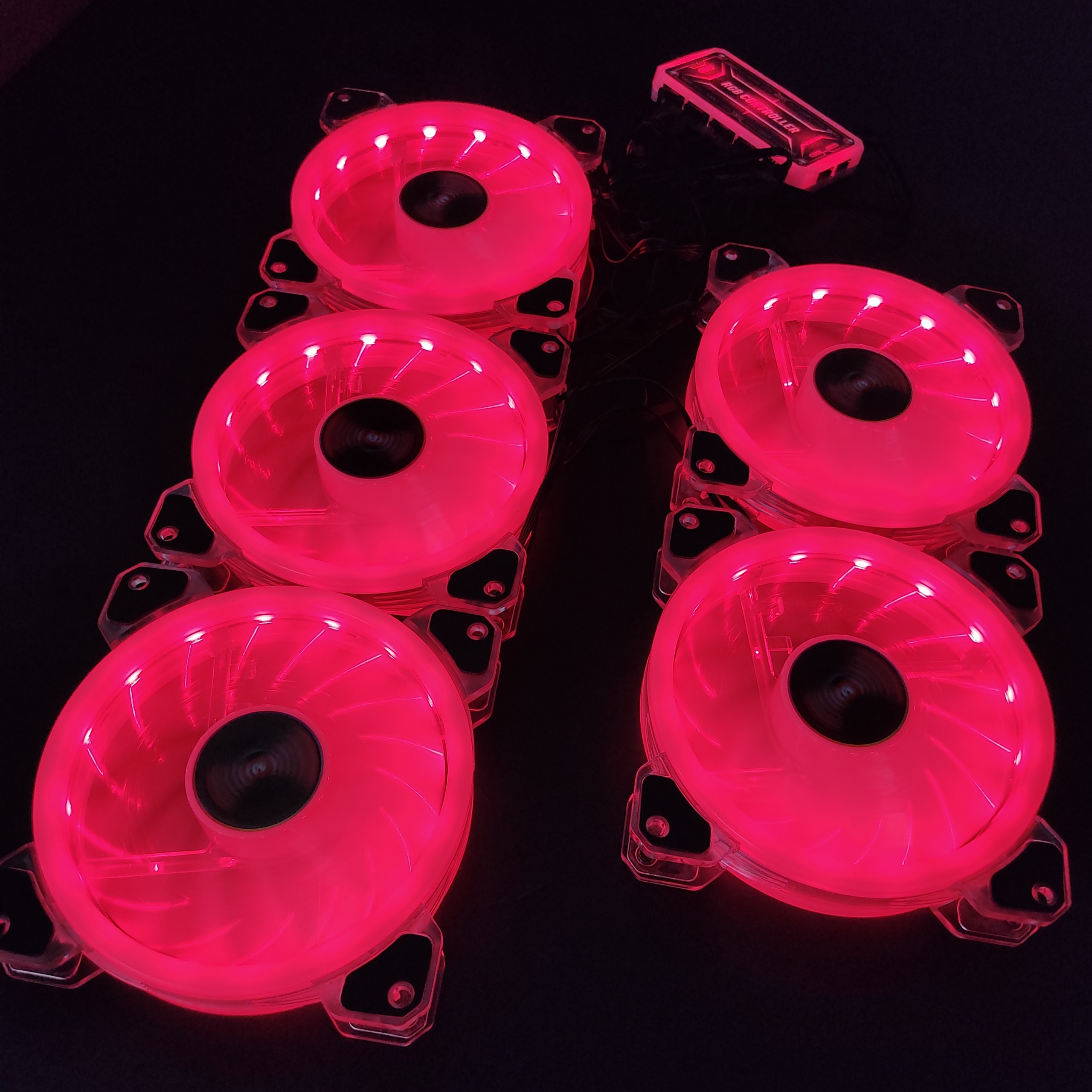 5 Quạt Tản Nhiệt, Fan Case K5 Led RGB Dual Ring, tặng kèm bộ Hub khiển Led RGB