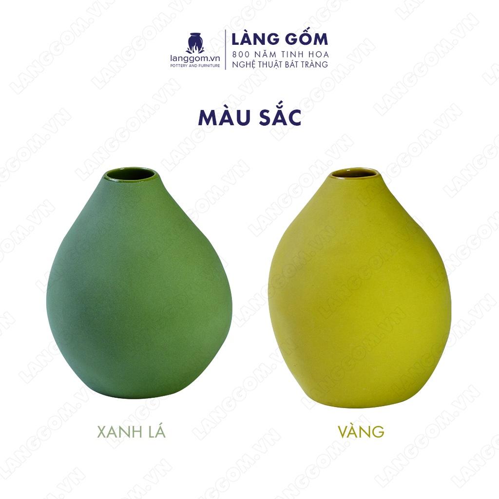 Bình hoa, lọ hoa Gốm sứ Bát Tràng cao cấp Men mát kiểu túm miệng dùng làm quà tặng, trang trí - Làng Gốm Bát Tràng