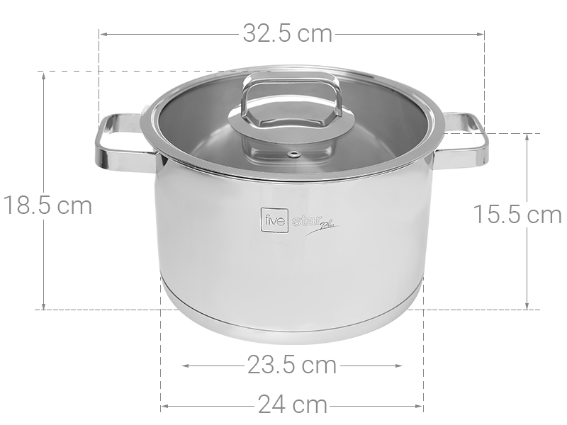 Bộ nồi và chảo chống dính vân đá inox 304 cao cấp Fivestar Plus 5 món nắp kính , tặng 1 vá canh