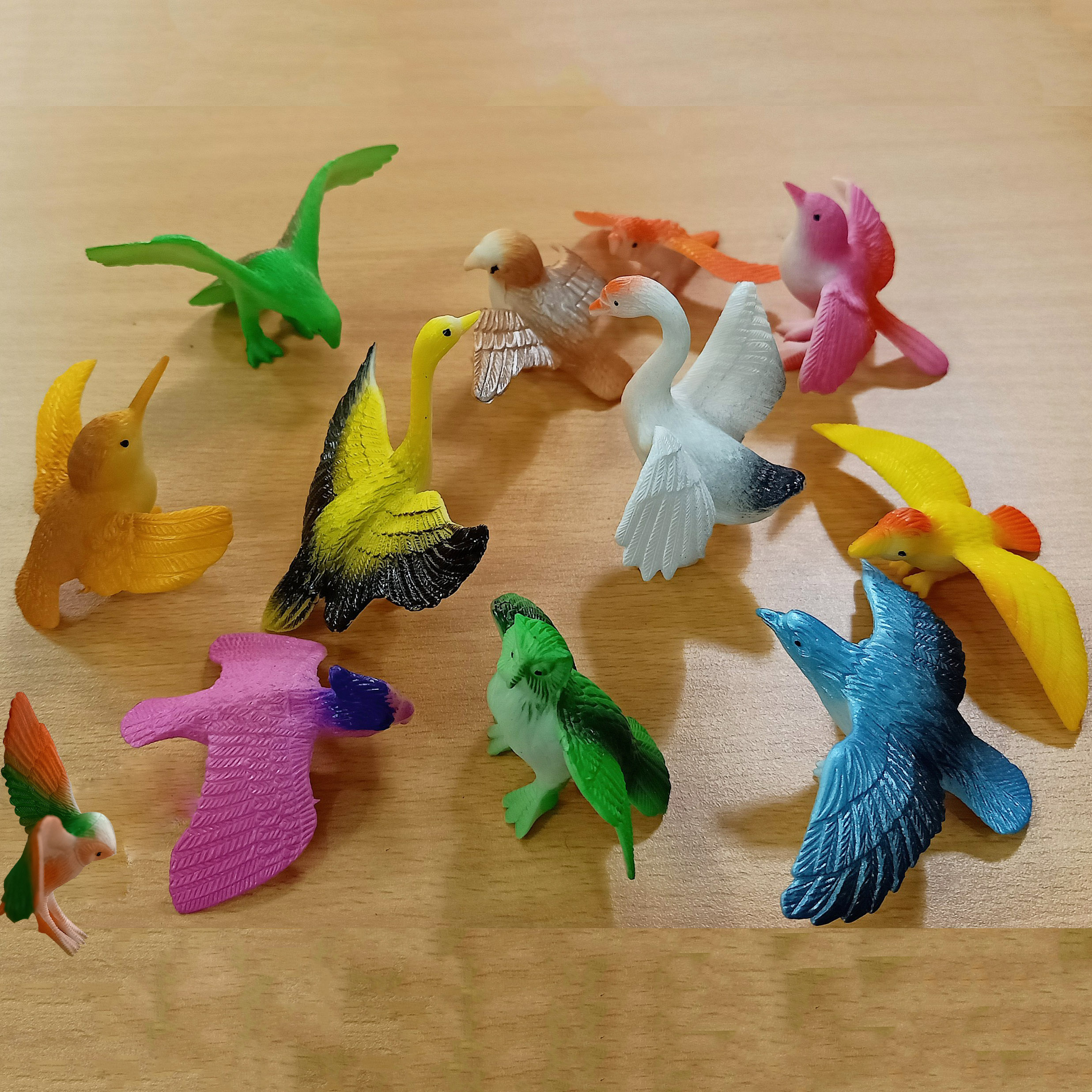Mô hình 12 các loại chim hạc chim cú chim sẻ vẹt cho các bạn trang trí tiểu cảnh, terrarium, móc chìa khóa, DIY