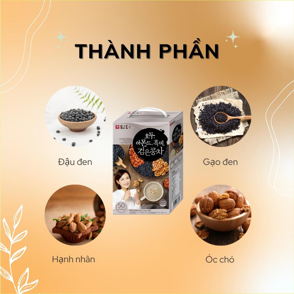 Ngũ Cốc Đậu Đen, Hạnh Nhân, Hạt Óc Chó Damtuh - Hộp 50 Gói