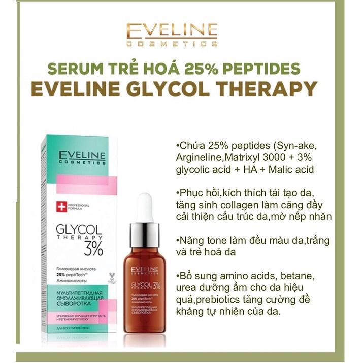 Tinh chất Eveline Glycol Therapy 3% chống nhăn da 18ML