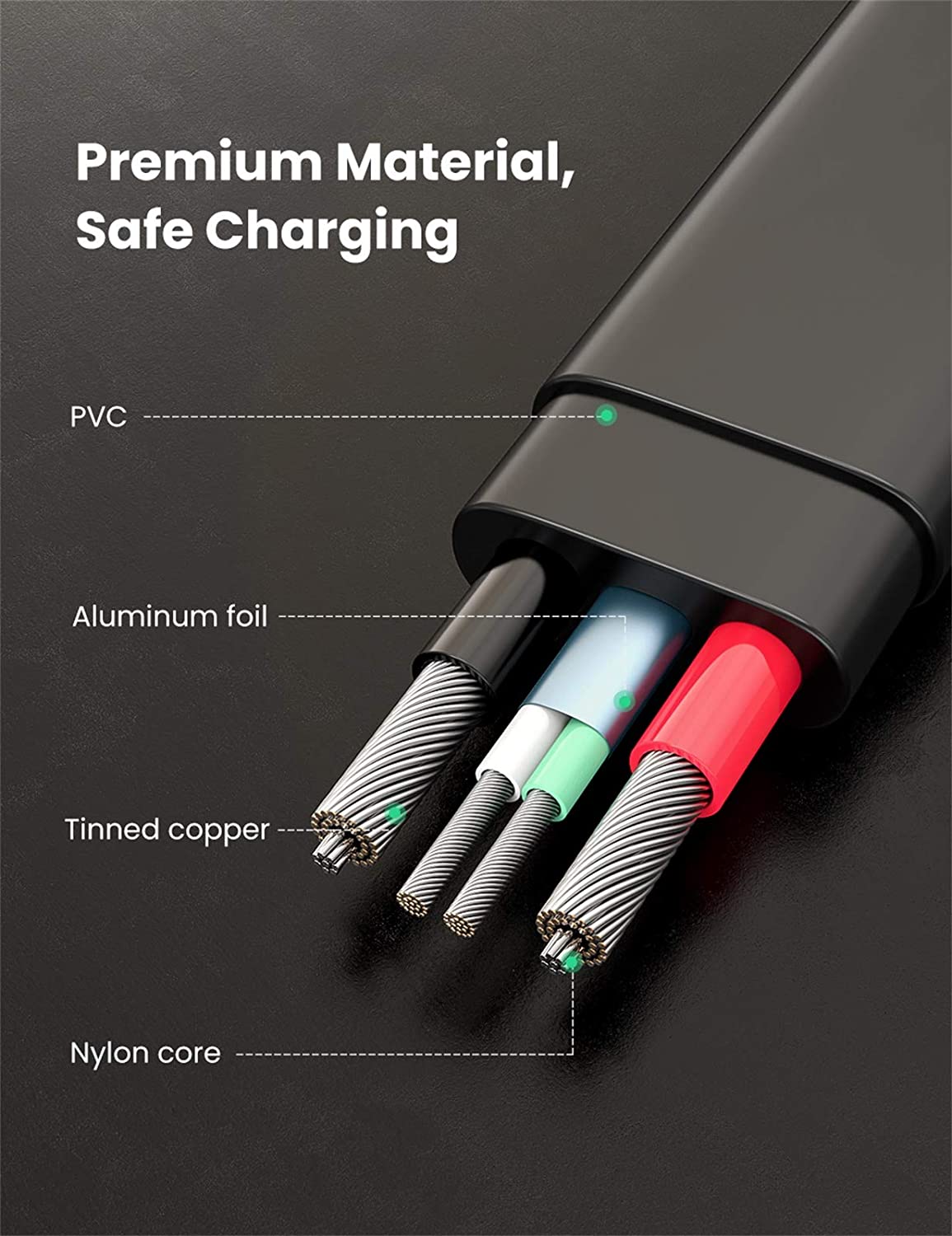 Cáp sạc nhanh 2 đầu USB type C 60W dạng dẹt hãng UGREEN US333 dài từ 0.5-2m - Hàng nhập khẩu chính hãng
