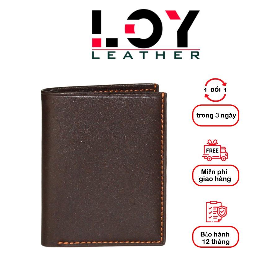 Ví Ngắn Gập Da Bò Cao Cấp VINTAGE Chống Thấm Nước Unisex Nam Nữ, Full Box - Thương hiệu LOY Leather