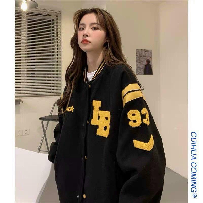 Áo Khoác Bomber LB BLUCK Phối Viền Tay, Ảnh thật In Chữ Nổi Chất Thun Nỉ Mềm Phong Cách Tiểu Thư Cá Tính Siêu Đẹp