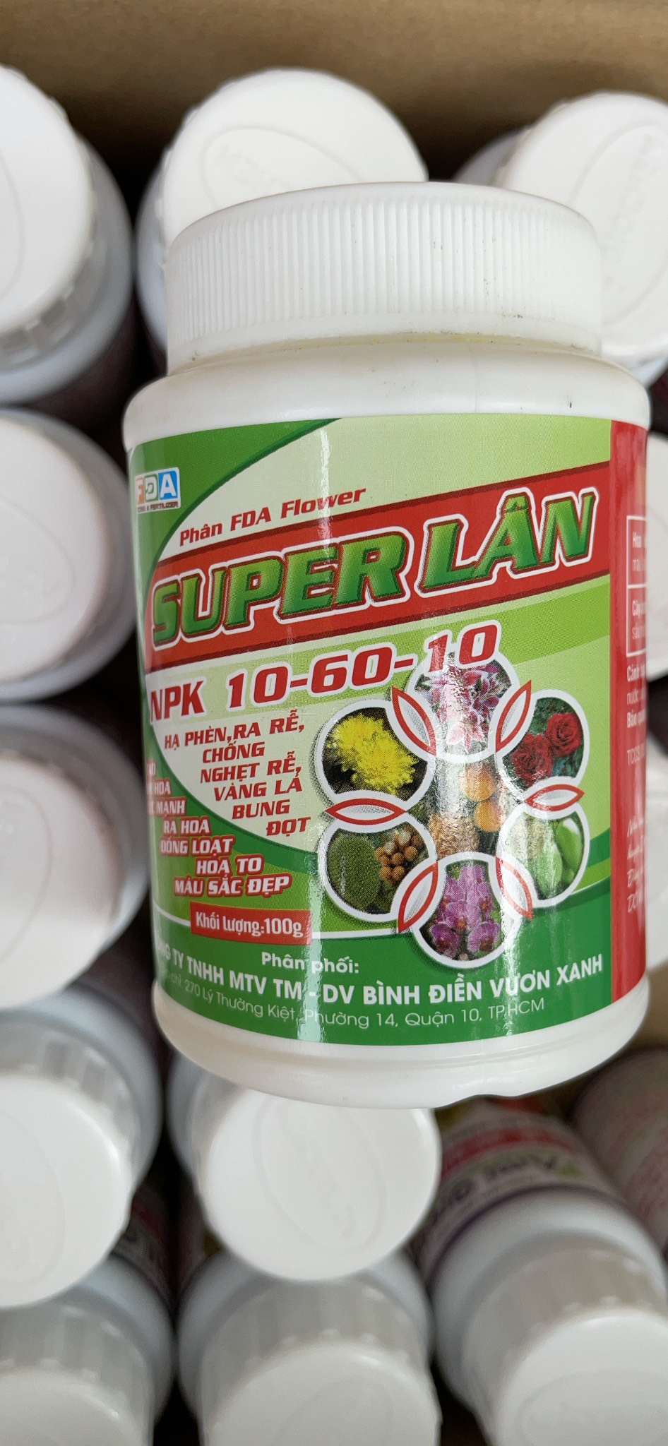 Siêu lân 10-60-10 tạo mầm hoa cực mạnh FDA lọ 100gr