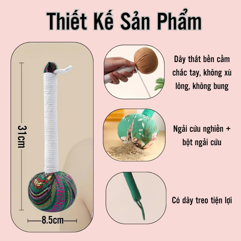 Búa Ngải Cứu Thảo Dược Massage – Gậy Đấm Lưng Cổ Vai Gáy, Thư Giãn Cơ Thể - HÀNG CHÍNH HÃNG MINIIN