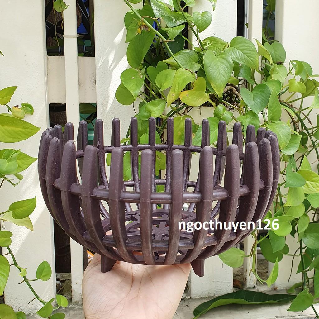 Bộ 5 chậu trồng lan bầu nhựa dày giả gỗ màu nâu 21x11cm Tại HCM