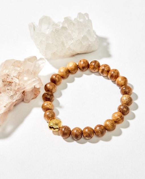 Vòng Tay Trầm Hương Charm Bạc 925 Như Ý Mạ Vàng