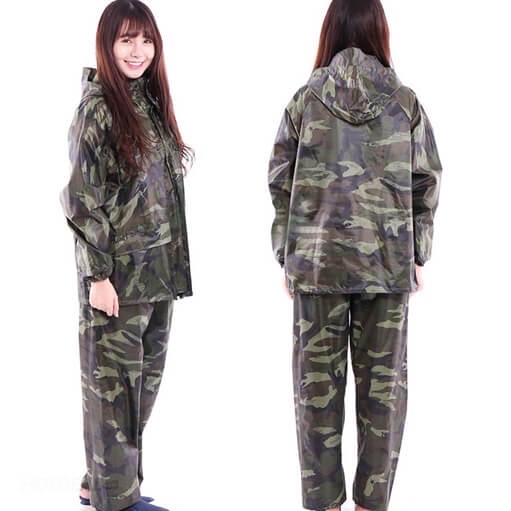 Áo mưa bộ người lớn 2XL , vải dù ,chống thấm nước họa tiết lính rằn ri cao cấp